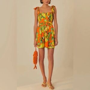 FARM Rio Orange and Green Mini Dress